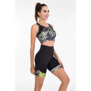 Siyah - Yeşil Renk Lady 4010 Kadın Kısa Tayt Büstiyer Spor Takım