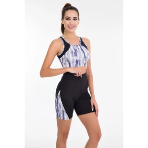 Mavi - Beyaz - Siyah Renk Lady 4005 Kadın Kısa Tayt Büstiyer Spor Takım