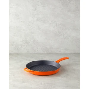 Hecha Demir Döküm Yuvarlak Grill Tava 28 X 4 cm Turuncu