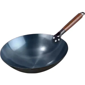 Yapışmaz Wok Tencere Manuel Dövme Tava Yuvarlak Wok 30CM (Yurt Dışından)