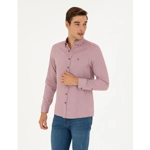 Pierre Cardin Erkek Bordo Oxford Slim Fit Uzun Kollu Gömlek 50289396-VR014