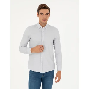 Pierre Cardin Erkek Gri Slim Fit Uzun Kollu Gömlek 50291042-VR024