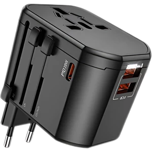 Şarj Akım Korumalı 10A/250V Amerikan ve Avrupa Priz Dönüştürücü ve 2xusb Pd Şarj Başlığı Priz