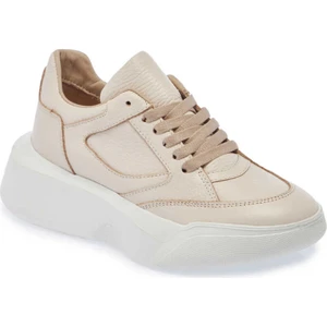 Bej Hakiki Süet Deri Kadın Sneaker - K24I1AY67497-B19
