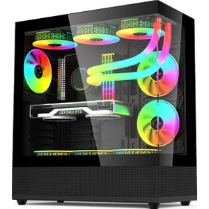 Phantom 6X120MM Rgb Fanlı Gamıng Oyuncu Bilgisayar Kasası Siyah