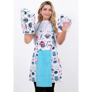 Damla Sıvı Geçirmez Mutfak Önlüğü Havlulu Mutfak Önlüğü (Eldiven ve Tutacak)