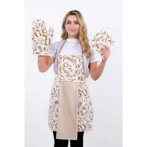 Damla Sıvı Geçirmez Mutfak Önlüğü Havlulu Mutfak Önlüğü (Eldiven ve Tutacak)