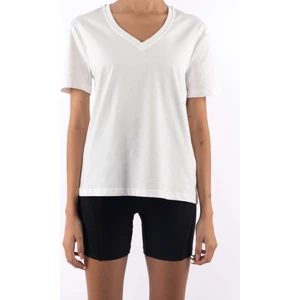 Basic V Yaka T-Shirt Kadın - Ekru