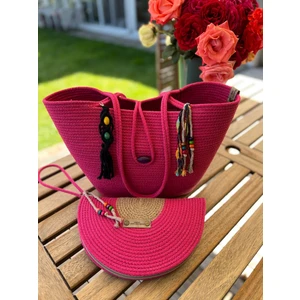 Double Knot Design Bella 2li Takım Plaj Çantası , El Çantası Clutch, Totebag, Kadın, Yazlık, Hediyelik