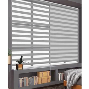 Binbir Perde Gri Düz Zebra Perde