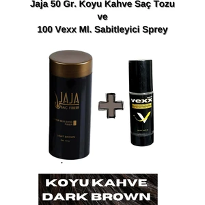 50 Gr. Koyu Kahve Hair Fiber  Saç Tozu,Topik + Vexx 100 Ml. Sabitleyici Sprey Set