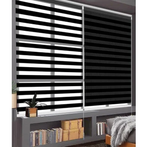 Binbir Perde Siyah Düz Zebra Perde