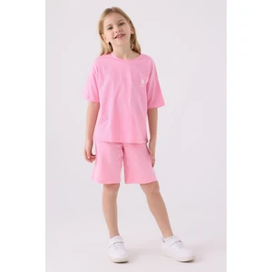 U.S. Polo Assn. Kız Çocuk Pembe Bermuda Takım