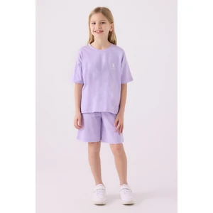 U.S. Polo Assn. Kız Çocuk Lila Bermuda Takım