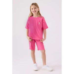 U.S. Polo Assn. Kız Çocuk Fuşya Bermuda Takım