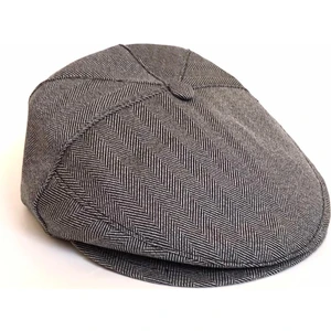 Gri  Mevsimlik Kasket Yöresel Balıksırtı Desenli Kasket Şapka 56 cm