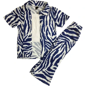 MG Mini Giyim 3-10 Yaş Zebra Desenli Kız Çocuk Üçlü Takım