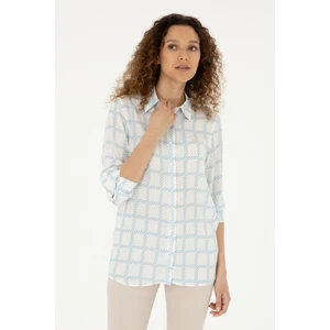 U.S. Polo Assn. Kadın Açık Mavi Gömlek Desenli 50289090-VR003