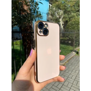 Vip Case Iphone 13 Gold Kenarlı Parlak Kamera Korumalı Yumuşak Silikon Bark Kılıf