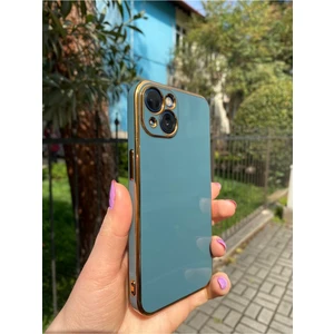 Vip Case Iphone 13 Gold Kenarlı Parlak Kamera Korumalı Yumuşak Silikon Bark Kılıf