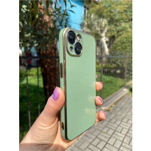 Vip Case Iphone 13 Gold Kenarlı Parlak Kamera Korumalı Yumuşak Silikon Bark Kılıf