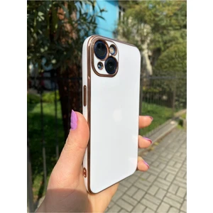 Vip Case Iphone 13 Gold Kenarlı Parlak Kamera Korumalı Yumuşak Silikon Bark Kılıf