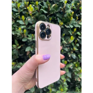 Vip Case Iphone 13 Pro Max Gold Kenarlı Parlak Kamera Korumalı Yumuşak Silikon Bark Kılıf