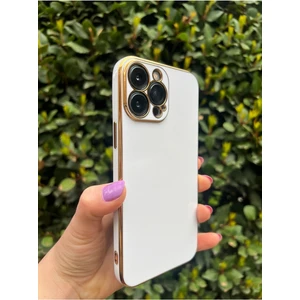 Vip Case Iphone 13 Pro Max Gold Kenarlı Parlak Kamera Korumalı Yumuşak Silikon Bark Kılıf