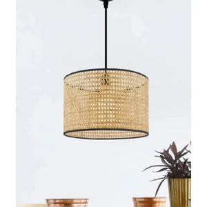 Modern Rattan Hasır Sarkıt Tasarım Salon Mutfak Oturma Odası Avize Doğal Hazeran Tekli Avize Hasır 25 cm
