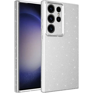 Samsung Galaxy S24 Ultra Uyumlu Prl Kılıf Kamera Korumalı Simli Lüks Zore Koton Kapak-Gümüş