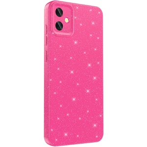 Samsung Galaxy A05 Uyumlu Prl Kılıf Kamera Korumalı Simli Lüks Zore Koton Kapak-Pembe Koyu