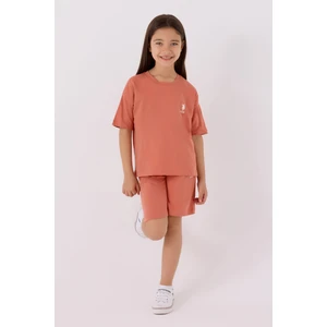 U.S. Polo Assn. Kız Çocuk Şeftali Bermuda Takım