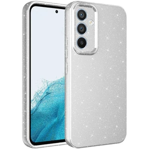 Gökmen Aksesuar Galaxy S24 Uyumlu Gkm Kılıf Kamera Korumalı Simli Lüks Zore Koton Kapak-Gümüş