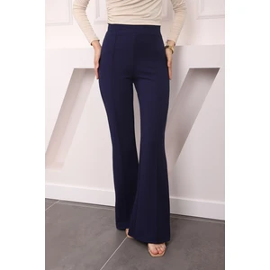 Lacivert Yüksek Bel Çimalı İspanyol Pantolon