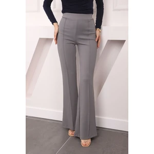 Gri Yüksek Bel Çimalı İspanyol Pantolon