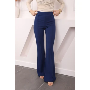 Saks Mavi Yüksek Bel Çimalı İspanyol Pantolon