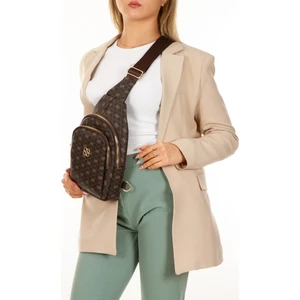 Kadın Kahverengi Deri Desenli Çapraz Bel Göğüs ve Omuz Çantası (19X29 Cm) tul550