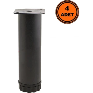 4 Adet Mobilya Ayağı Metal 15 cm Ayarlı 42 mm Mat Siyah Ayak