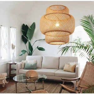 Naturel Nordic Tasarım Bamboo Avize Hasır Avize Ferahlık Katar