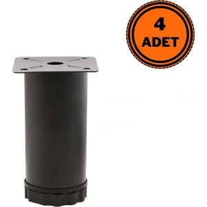 4 Adet Mobilya Ayağı Metal 6 cm Ayarlı 42 mm Mat Siyah Ayak