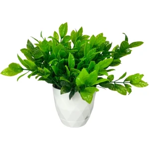 Yapay Çiçek Beyaz Saksıda Nane Dekoratif Masa Çiçeği 25CM