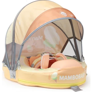 Mambobaby  Bebekler  Için  Dondurma Desenli Güneş Korumalı -Gölgelikli Emniyet Kilitli Güvenli Çocuk Yüzme Can Simidi
