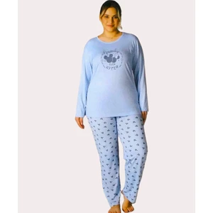 Büyük Beden Yazlık Uzun Kol Pijama Takımı