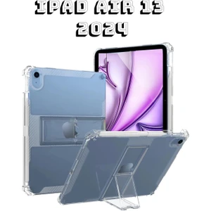 Air 13 M2 Çip 2024 Uyumlu Kılıf Kalem Bölmeli Standlı Şeffaf Silikon Case A2898 A2899