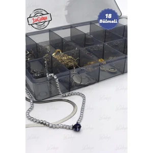 18 Bölmeli Takı Organizer Ilaç Boncuk Küpe Kolye Yüzük Toka Kutusu