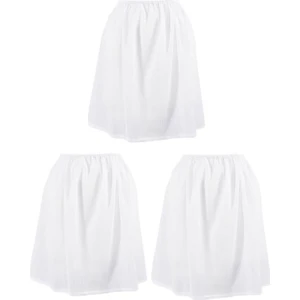 Eliş Şile Bezi Şile Bezi Mini ve Dizüstü Kadın Jüpon Kısa Etek Astarı 3'lü Set Beyaz-Beyaz-Beyaz Byz/by/byz