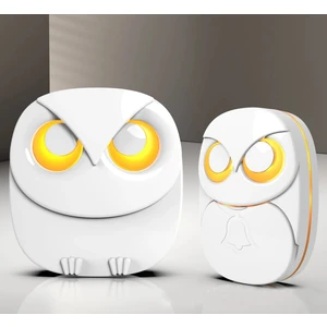 Kablosuz Kapı Zili 35 Meloodili LED Işıklı Özel Tasarım Baykuş Şekilli Su Geçirmez 300MT Zil