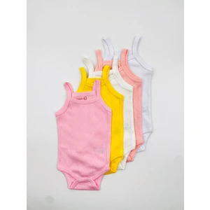 Efu Baby 5'li Kız Bebek Atlet Body Kolsuz  Pamuklu Rahat Kullanım İçin Tasarlandı