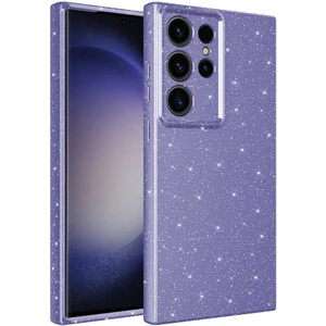 Galaxy S24 Ultra Uyumlu Gkm Kılıf Kamera Korumalı Simli Lüks Zore Koton Kapak-Mor