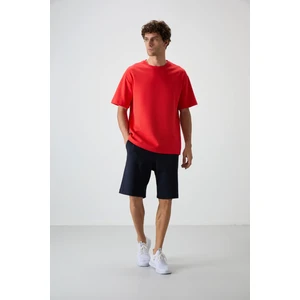 Air Jones Fiesta - Lacivert Pamuklu Kalın Yumuşak Dokulu Oversize Fit Basic Erkek Şort Takım - 85249